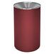 A burgundy and silver Ex-Cell Kaiser Premier Series steel round waste receptacle.