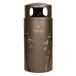 A brown Ex-Cell Kaiser Nature Series round trash receptacle with bamboo design.