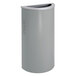 An Ex-Cell Kaiser hammered grey half round trash receptacle with a lid.