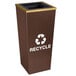 An Ex-Cell Kaiser Metro Collection brown hammered copper recycling receptacle with white text reading "Recycle"