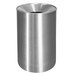 A silver stainless steel Ex-Cell Kaiser Premier Series round waste receptacle with a black lid.