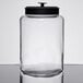An Anchor Hocking clear glass Montana jar with a black metal lid.
