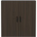A dark wood Safco Mirella display cabinet with wood doors.