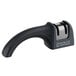 A black Mercer Culinary Double Diamond 2-Stage Handheld Manual Knife Sharpener.