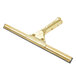 A Unger GoldenClip window squeegee with a brass handle.