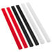 A row of black, white, and red plastic rods.