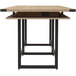 A rectangular wooden Safco Mirella standing conference table with black metal legs.
