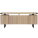 A Safco Mirella sand dune free-standing credenza with storage and file drawers.
