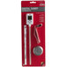 A red package containing a CDN digital candy and deep fry thermometer with a silver metal probe and red handle.