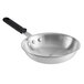 A Vollrath Arkadia aluminum frying pan with a black silicone handle.