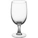 An Arcoroc clear glass beer goblet with a stem.