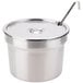 A stainless steel Nemco 11 qt. inset pot with a handle and lid.