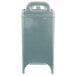A grey plastic Cambro insulated soup carrier with a handle.