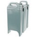 A grey Cambro insulated soup carrier with handles.