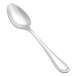 A Vollrath stainless steel dessert spoon with a silver handle.