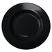 A black stoneware pasta bowl with a circular center.