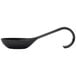 A black plastic spoon with a curved handle.