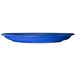 A blue International Tableware stoneware plate with a rim.