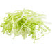 A pile of shredded cabbage on a white background.