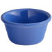 A close-up of a blue Elite Global Solutions ramekin on a white background.