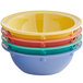 A stack of Elite Global Solutions Brazil melamine bowls in assorted colors.