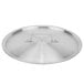 A silver stainless steel Vollrath Arkadia lid with a handle.