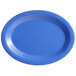 An oval blue Elite Global Solutions melamine platter in assorted colors.