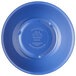 A blue Elite Global Solutions bouillon cup with assorted colors inside.