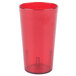 A stack of 6 red Carlisle SAN plastic tumblers with a white background.