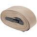 A tan fabric belt with black plastic clasps.