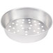 An American Metalcraft silver round metal bowl with holes.
