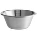 A silver Linden Sweden stainless steel mixing bowl with a measuring scale.