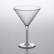 A Carlisle Alibi clear plastic martini glass with a stem.