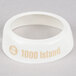 A white circular Tablecraft dispenser collar with beige lettering reading "Fat Free 1000 Island" on it.