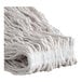 A close-up of a white Rubbermaid cotton wet mop head.