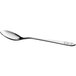 An Acopa stainless steel medium weight dinner spoon with a silver handle.