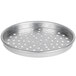 An American Metalcraft heavy weight aluminum pizza pan with holes.