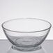 An Anchor Hocking clear glass bowl on a table.