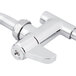 A chrome plated Equip by T&S add-on faucet with a handle.