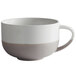 A white and gray porcelain coffee cup with a handle.
