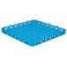 A blue plastic container with white grids and many holes.
