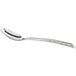 An Acopa Iris stainless steel spoon with an oval bowl and silver handle.