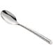 An Acopa stainless steel oval bowl spoon with a handle.