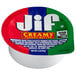 A close-up of a Jif Creamy Peanut Butter portion cup label.
