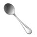 The bowl of a Sant'Andrea Bellini stainless steel soup spoon with a silver handle.
