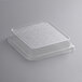 A clear Eco-Products WorldView compostable plastic lid on a white plastic container.