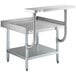A Regency stainless steel equipment stand with a galvanized undershelf and stainless steel work surface.