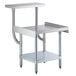 A Regency stainless steel equipment stand with a galvanized undershelf and stainless steel adjustable work surface.