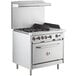 A stainless steel Cooking Performance Group range with 2 burners and a griddle over the oven.