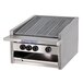A Bakers Pride low profile radiant charbroiler with two burners on a counter.
